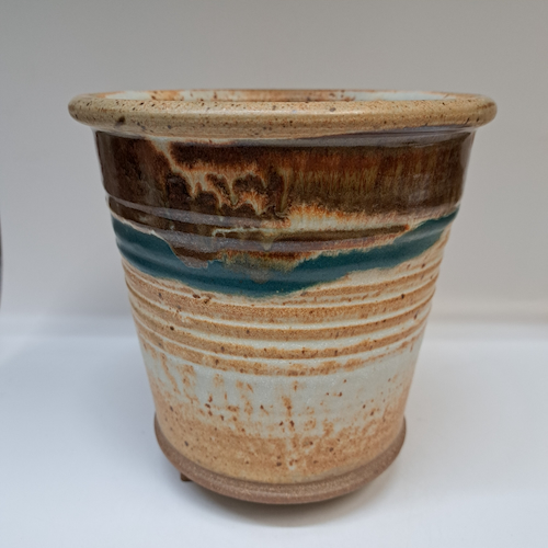 Click to view detail for #250748 Utensil Holder, Brown,Yellow, Moss Green $28